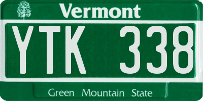 VT license plate YTK338