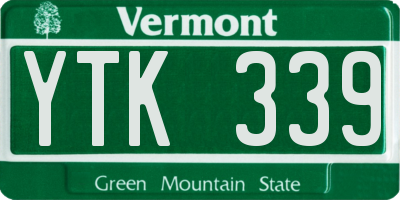 VT license plate YTK339