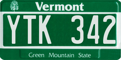 VT license plate YTK342