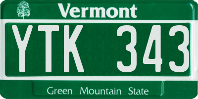 VT license plate YTK343