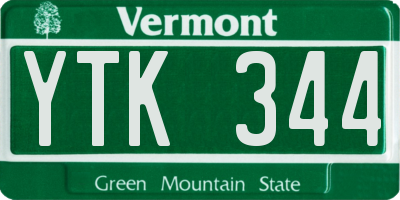 VT license plate YTK344