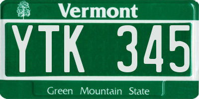 VT license plate YTK345