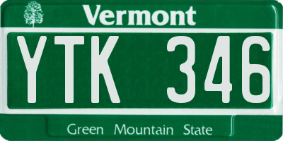 VT license plate YTK346