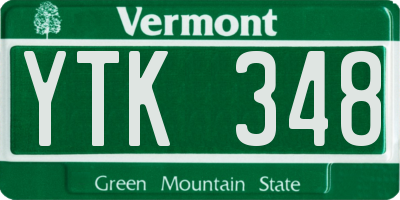 VT license plate YTK348