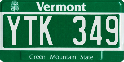 VT license plate YTK349