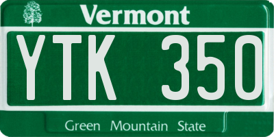 VT license plate YTK350