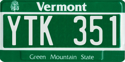 VT license plate YTK351