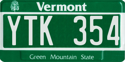 VT license plate YTK354