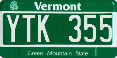 VT license plate YTK355