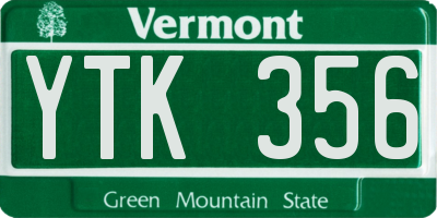 VT license plate YTK356