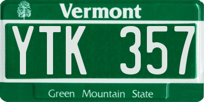 VT license plate YTK357
