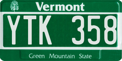 VT license plate YTK358