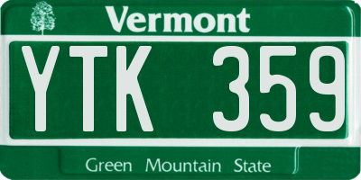 VT license plate YTK359