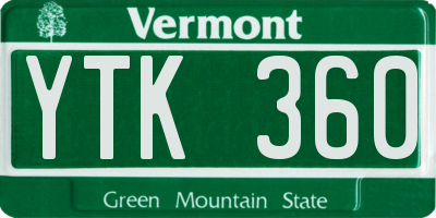VT license plate YTK360