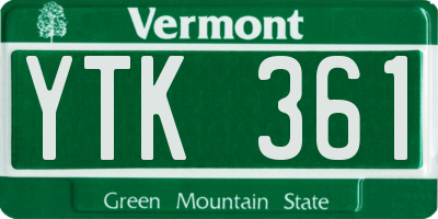 VT license plate YTK361