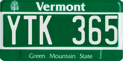 VT license plate YTK365