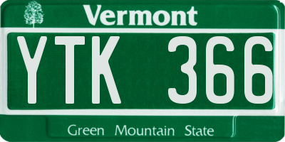 VT license plate YTK366