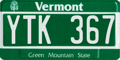 VT license plate YTK367