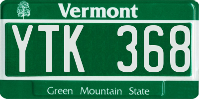 VT license plate YTK368