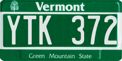 VT license plate YTK372