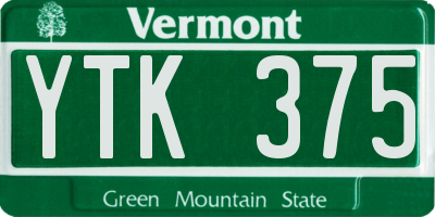 VT license plate YTK375