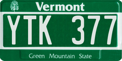 VT license plate YTK377