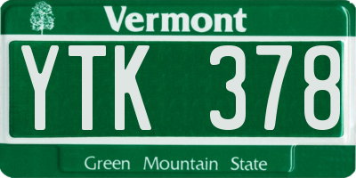 VT license plate YTK378