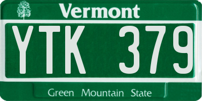 VT license plate YTK379