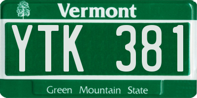 VT license plate YTK381