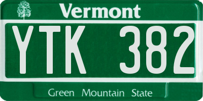 VT license plate YTK382