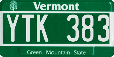 VT license plate YTK383