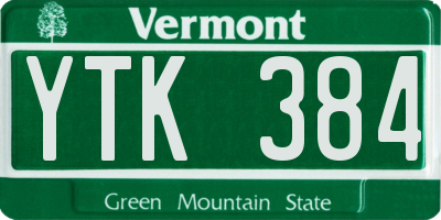 VT license plate YTK384