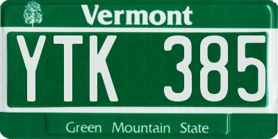 VT license plate YTK385