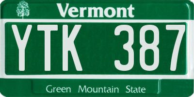 VT license plate YTK387