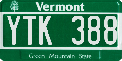 VT license plate YTK388