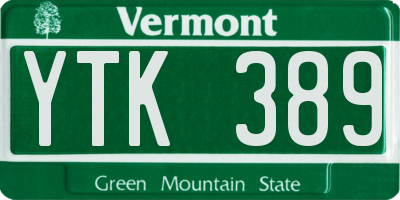 VT license plate YTK389