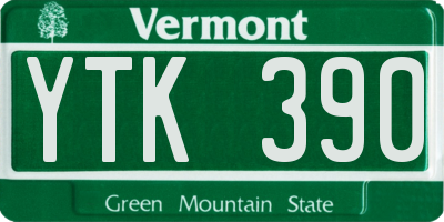 VT license plate YTK390