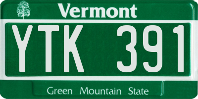 VT license plate YTK391
