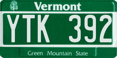 VT license plate YTK392