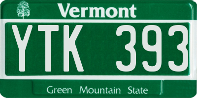 VT license plate YTK393
