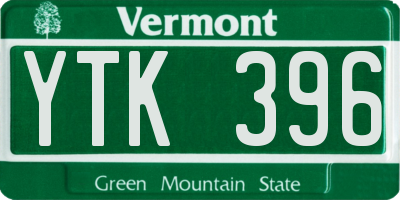 VT license plate YTK396