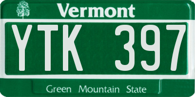 VT license plate YTK397