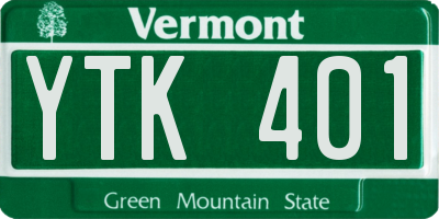 VT license plate YTK401