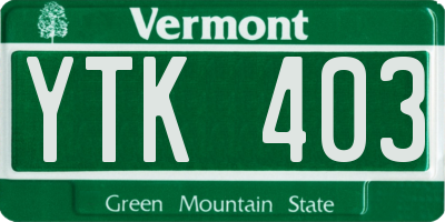 VT license plate YTK403