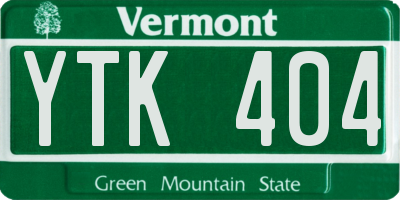 VT license plate YTK404