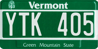VT license plate YTK405
