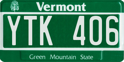 VT license plate YTK406