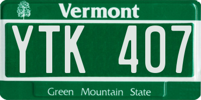 VT license plate YTK407