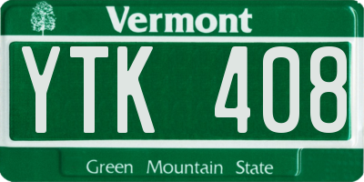 VT license plate YTK408