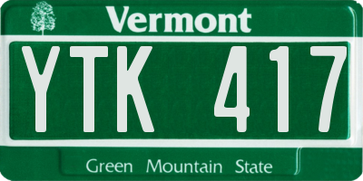 VT license plate YTK417